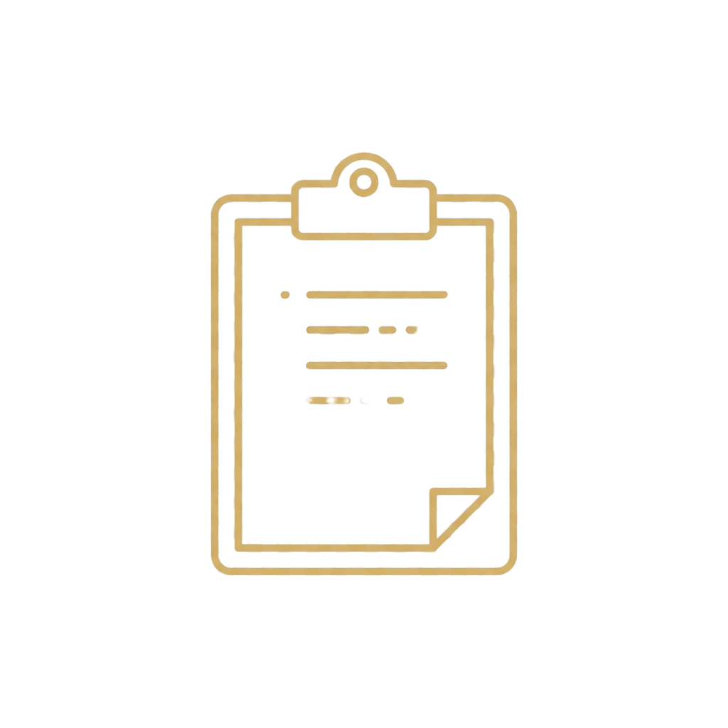 Goldenes Klemmbrett-Symbol für Hypnose-Vorgespräch und Vorbereitungssitzung